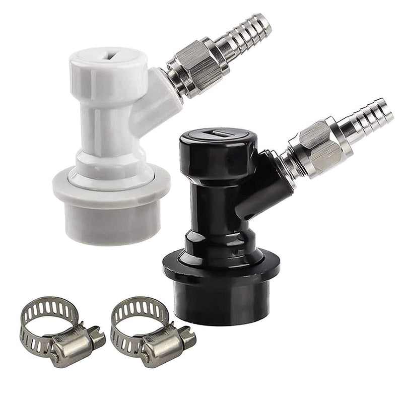 [Australia - AusPower] - MRbrew 1 Pair Ball Lock Disconnect Set, Home Brew Ball Lock Corny Keg Fittings for Keg Posts Coupler, with Stainless Steel 5/16'' Gas & 1/4'' Liquid Barbs & Extra 2 Hose Clamps & MFL Swivel Nuts Black 