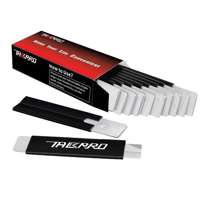 [Australia - AusPower] - Tackpro Box Cutter Retractable Package Opener, Single Edge Razor Blade Carton Cutter, 12 per Box, Handy Mini Box Opener Compact Cutting Tools (Black) 