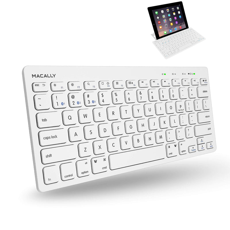 [Australia - AusPower] - Macally Bluetooth Keyboard for Mac - Multi Device Wireless Keyboard for Mac Mini / Pro, Macbook Pro / Air, iMac, iPad, iPhone, PC, Laptop - Compatible Apple Keyboard Wireless Compact with Stand 