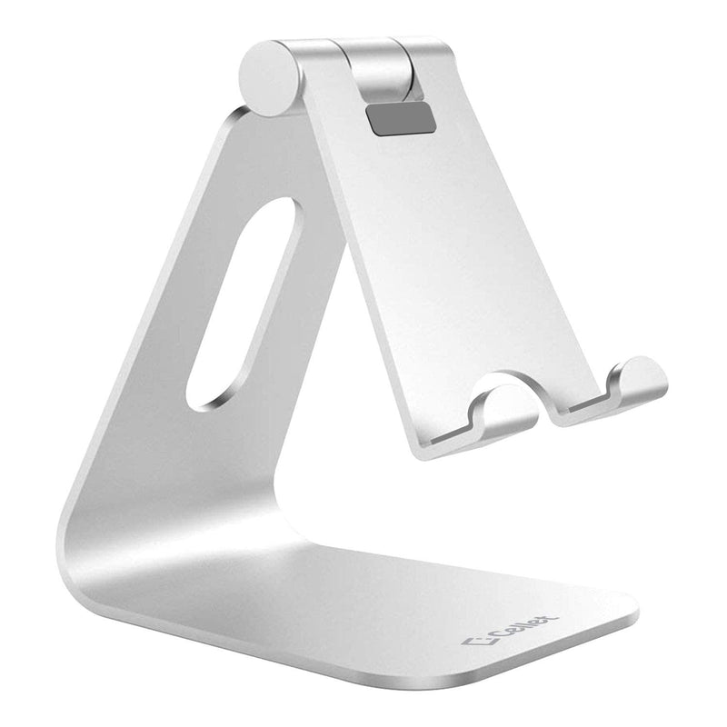 [Australia - AusPower] - Cellet Cell Phone Desk Top Holder, Stand, Dock Compatible with All Smartphones, iPhone 13 Pro Max Mini 12 11 Xs Xr X 8 Samsung Note 21 20 10 Galaxy S21 S20 S11 10 Google Pixel 6 5 (Silver) Silver 