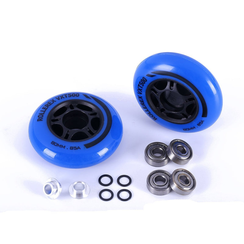 [Australia - AusPower] - Rollerex VXT500 Inline Skate Wheels (2-Pack w/Bearings, spacers and washers) (Use on Hockey Roller Blades) - Can Be Used As RipStik Wheel Replacements Deep Sea Blue 72mm 