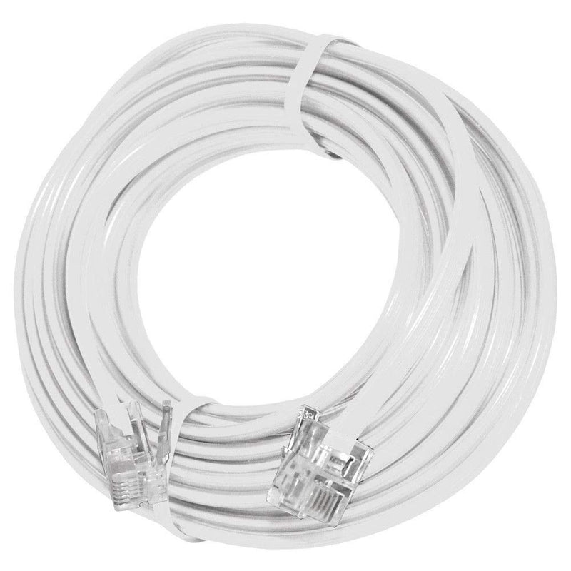 [Australia - AusPower] - 15' Feet Telephone Extension Cord Cable Line Wire, White RJ-11 by True Decor 