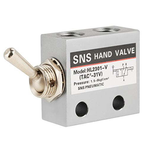 [Australia - AusPower] - SNS Pneumatic 3 Position 2 Port Toggle Switch G1/8 Pneumatic Mechanical Valve HL2301 Pressure 1.5-8kgf/cm² 