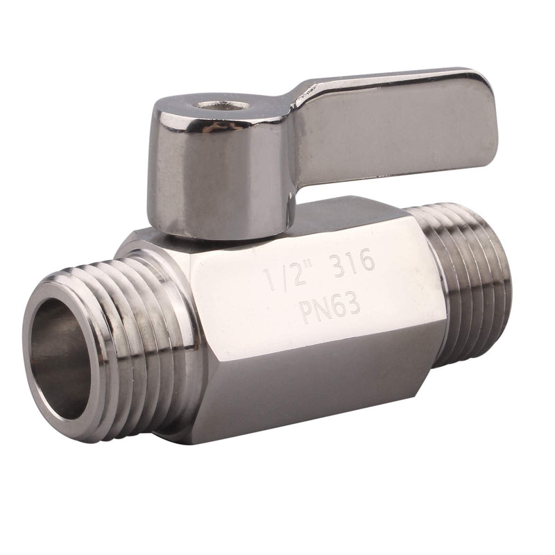 [Australia - AusPower] - DERNORD Stainless Ball Valve - 1/2 Inch NPT Thread Male Small Mini Ball Valve (1/2" Male&Male) 1/2" Male&Male 