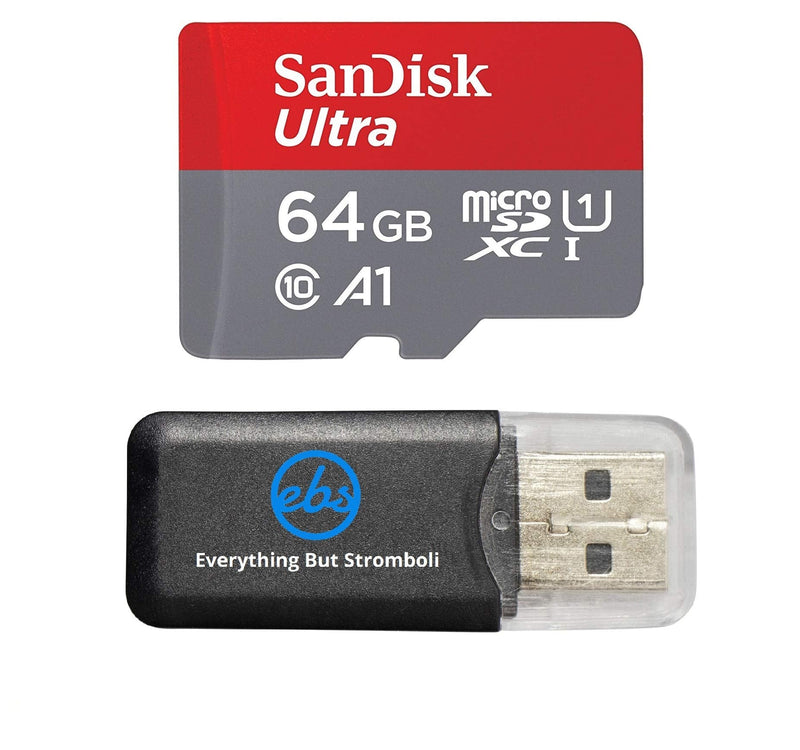 [Australia - AusPower] - 64GB SanDisk Micro Memory Card Bundle Works with DJI Mavic 2 Pro, Mavic 2 Zoom Drones Video Camera Quadcopter SDXC MicroSD TF 64G Class 10 with (1) Everything But Stromboli Micro/SD Card Reader 