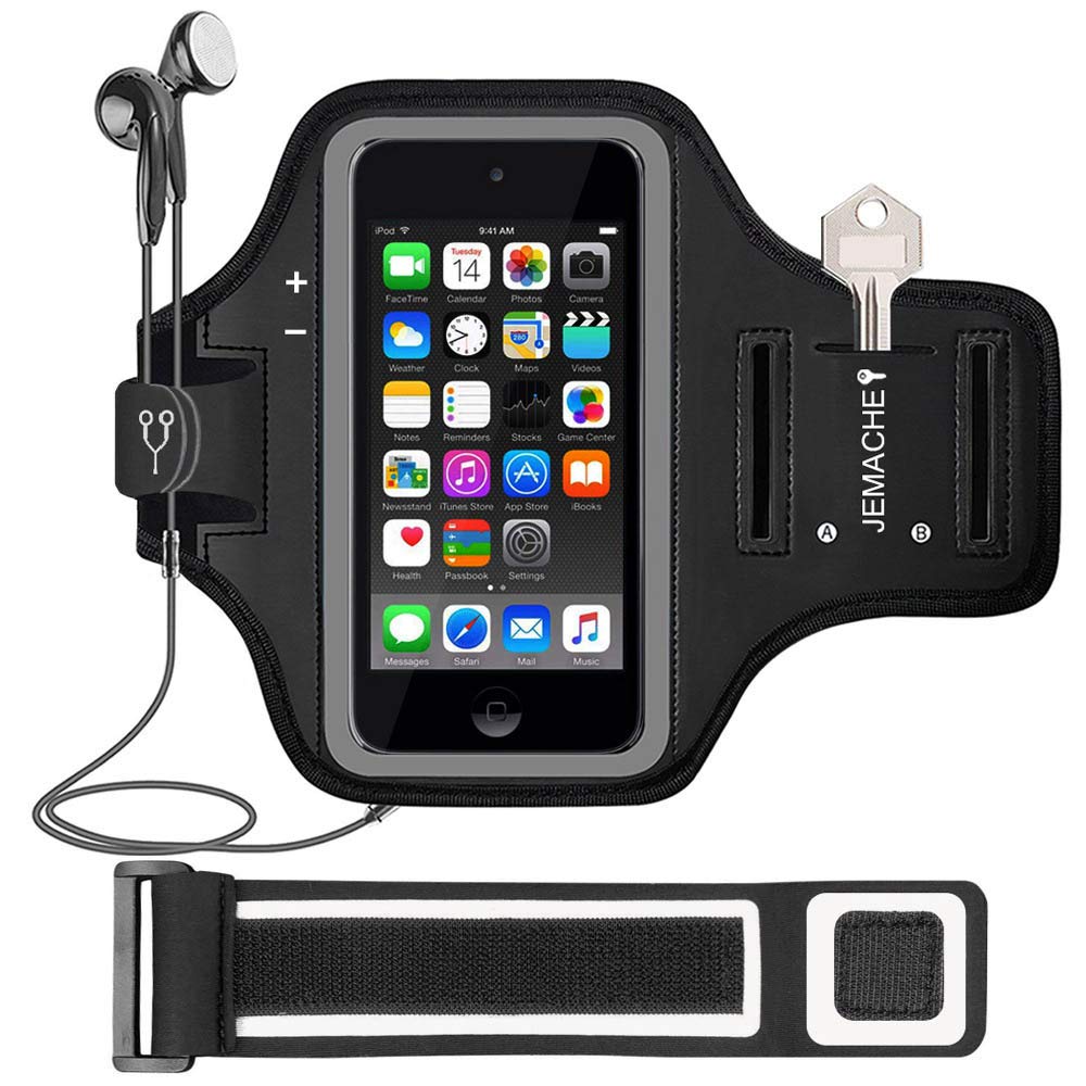 [Australia - AusPower] - iPod Touch 7th/6th/5th Generation Armband. JEMACHE Gym Running Exercises Workouts Sport Arm Band Case for iPod Touch 7/6/5/4 Generation with Card/Key Holder (Black) Black 