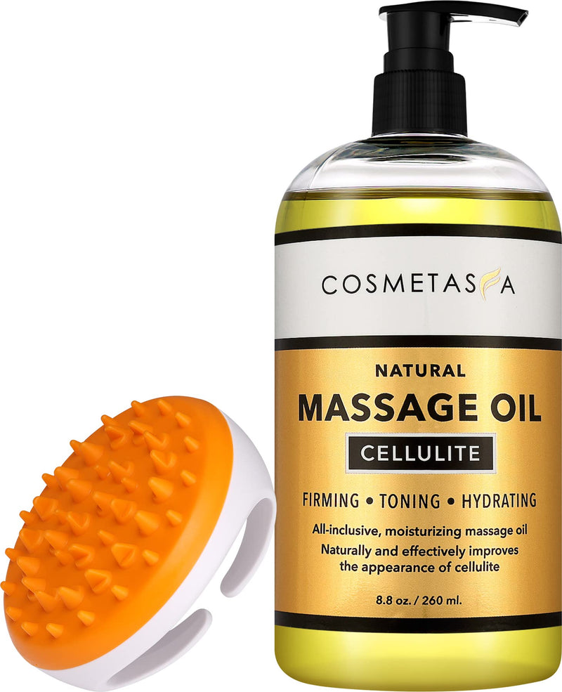 [Australia - AusPower] - Cellulite Massage Oil with Cellulite Massager - 100% Natural Cellulite Treatment, Deeply Penetrates Skin to Break Down Fat Tissue- Firms, Tones, Tightens & Moisturizes Skin by Cosmetasa 8.8 Fl Oz (Pack of 1) 