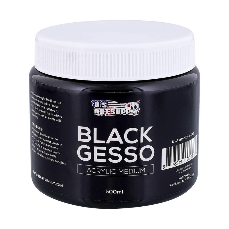 [Australia - AusPower] - U.S. Art Supply Black Gesso Acrylic Medium, 500ml Tub - 16.9 Ounces Over a Pint 