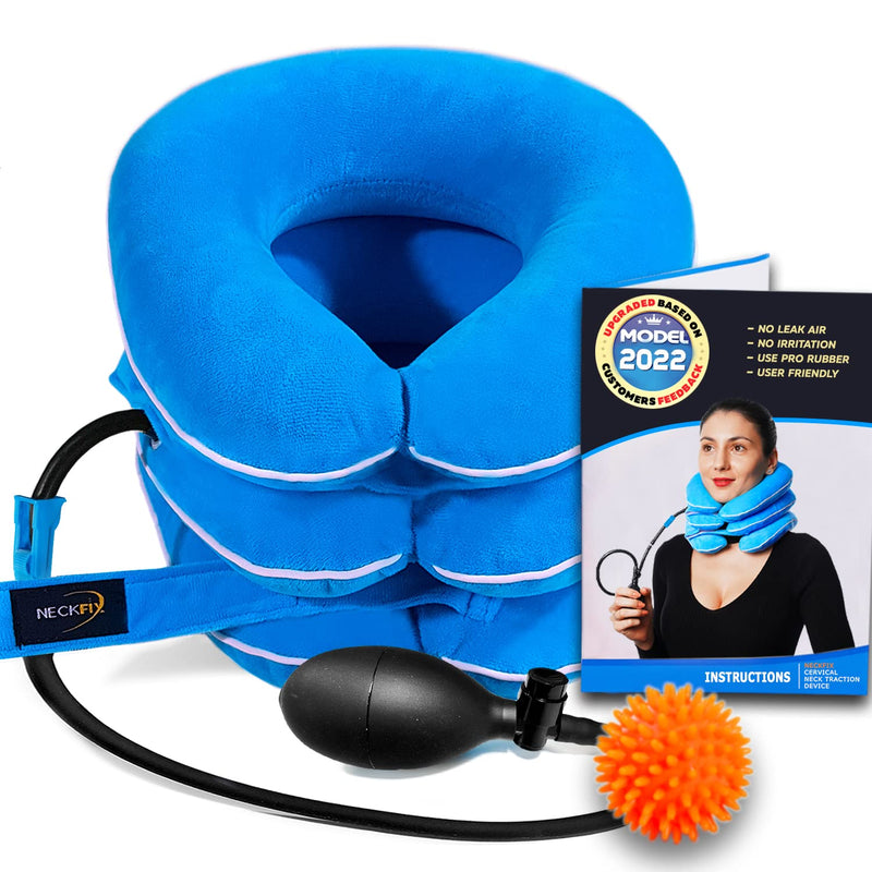 [Australia - AusPower] - NeckFix Cervical Neck Traction Device for Instant Neck Pain Relief - Pinched Nerve Neck Stretcher for Home Pain Treatment + Bonus (12-17 inch) 