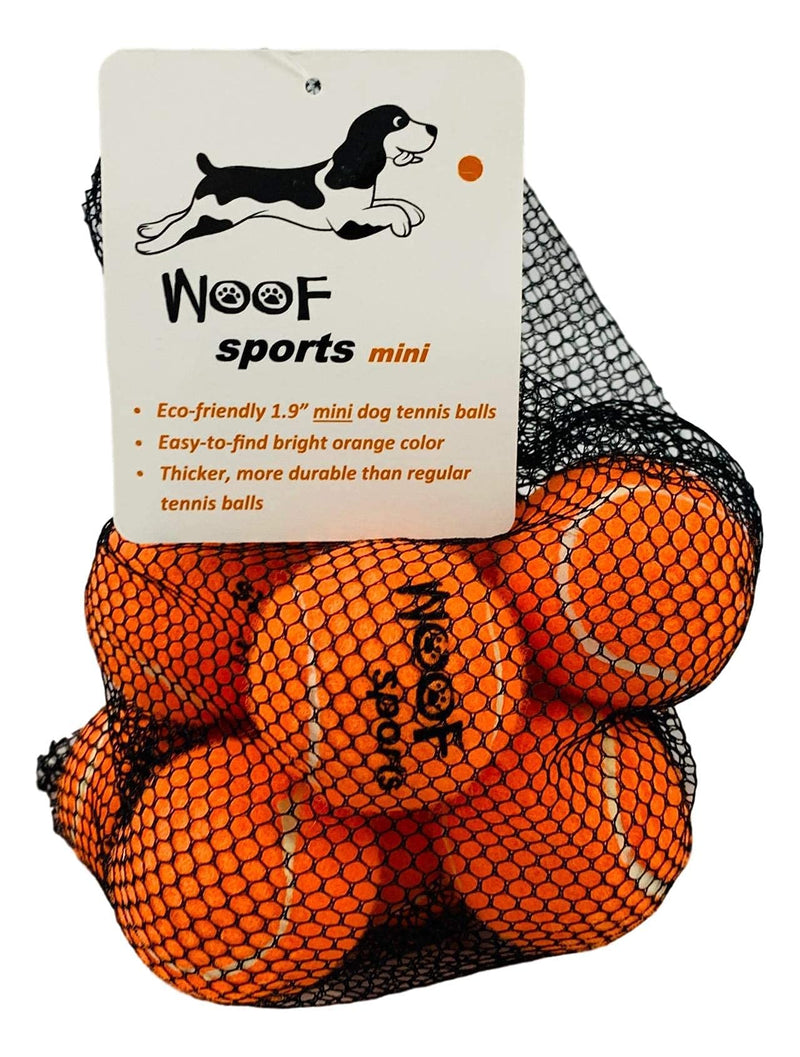 [Australia - AusPower] - small TENNIS BALLS for Dogs by WOOF SPORTS (1.9") - 12 Orange Durable and Easy to Find Mini Tennis Balls for Small Dogs and Puppies. Includes Carrying Bag. 