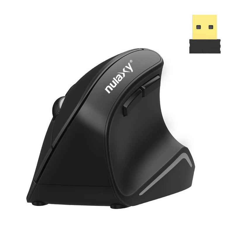 [Australia - AusPower] - Nulaxy Ergonomic Mouse, 2.4G Wireless Vertical Mouse with 3 Adjustable DPI(800 / 1200 /1600), Wireless Ergonomic Optical Mouse with 6 Buttons for Computer, Laptop, PC, iPad, Desktop, MacBook Black 