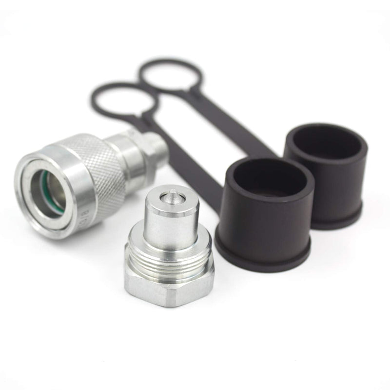[Australia - AusPower] - 3/8" NPT Poppet High Duty 10000 PSI Quick Connect Coupling Coupler w/Dust Caps Interchangeable with Parker 3000 Replaces Enerpac C-604 