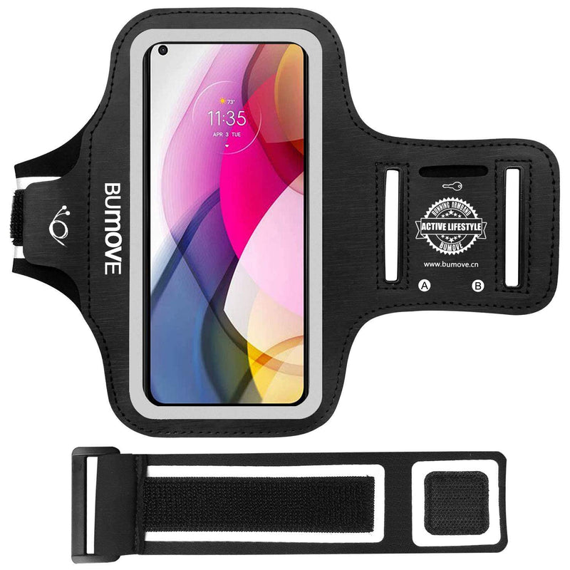 [Australia - AusPower] - Moto G Stylus/G Pure/G Power Armband, BUMOVE Gym Running Workouts Phone Arm Band for Motorola Moto G Pure, G Power (2021), G Stylus 5G with Key Holder (Black) Black 