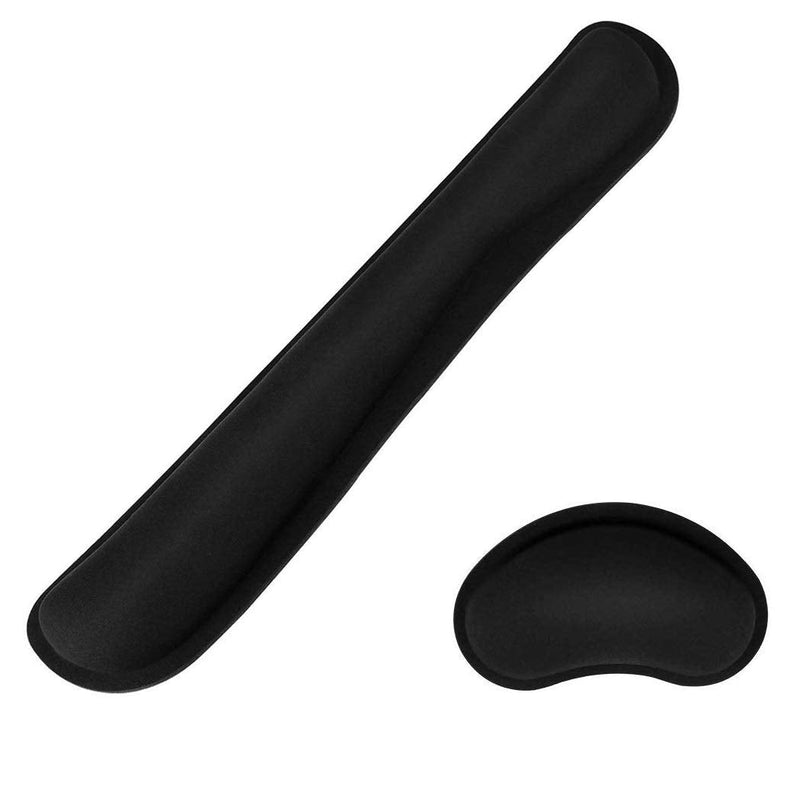 [Australia - AusPower] - Wrist Rest for Computer Keyboard and Mouse Pad Support Memory Foam Set Easy Typing and Wrist Pain Relief Ergonomic Lightweight Anti-Skid Wrist Cushion for Office Gaming Laptop Mac (Black) Black 