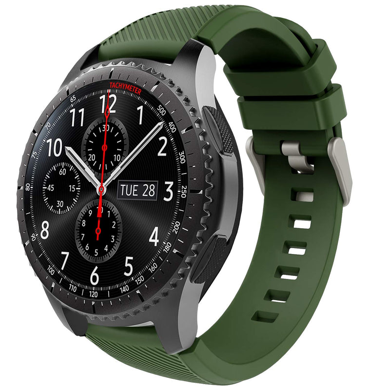 [Australia - AusPower] - TiMOVO Band Compatible for Samsung Gear S3 Frontier/Galaxy Watch 46mm, Soft Silicone Strap with Watch Lug Fit Samsung Gear S3 Frontier/S3 Classic/Moto 360 2nd Gen 46mm Smart Watch - Army Green 1 PACK 