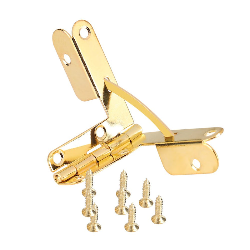 [Australia - AusPower] - GLOGLOW Spring Hinge,20pcs 90° Angle Support Small Box Hinges Hinge for Jewelry Wine Case Watch Wooden Lid Rubber Wedge Door Stopper(Gold) 