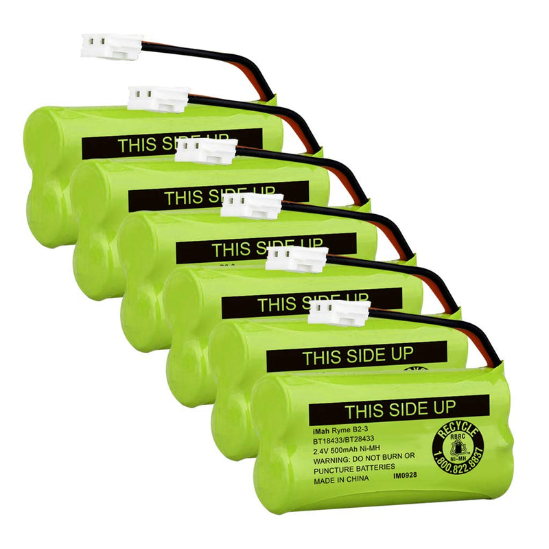 [Australia - AusPower] - iMah BT18433/BT28433 2.4V 500mAh Cordless Phone Battery Compatible with AT&T VTech BT184342/BT284342 BT-8300 BT1011 BT1018 BT1022 BT1031 89-1326-00-00 89-1330-01-00 CPH-515D, Pack of 6 