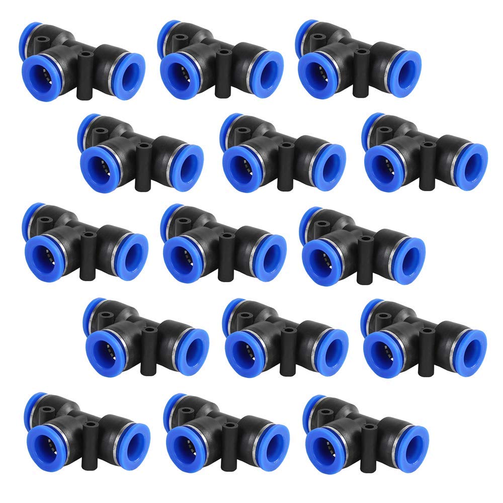 [Australia - AusPower] - 15 Pcs 3/8 Push Fittings, Plastic Push to Connect Fitting Tube Tee Connect, Air Tool Fittings Pneumatic Quick Fittings Lock 3/8 inch OD (10mm) 3/8 inch/ 10mm 
