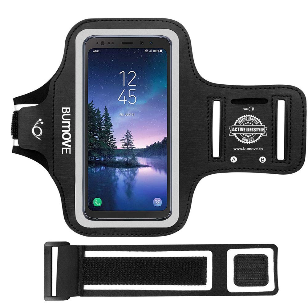 [Australia - AusPower] - Galaxy S8 Active/S7 Active Armband, BUMOVE Gym Running Workouts Sports Cell Phone Arm Band for Samsung Galaxy S8 Active, S7 Active with Key/Card Holder (Black) Galaxy S8 Active/S7 Active 