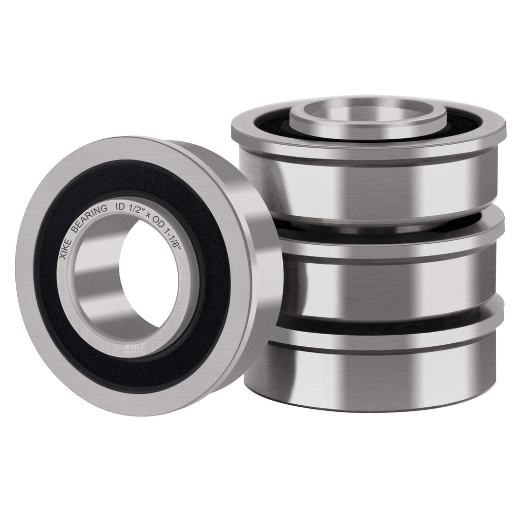 [Australia - AusPower] - XiKe 4 Pack Flanged Ball Bearings 1/2" x 1-1/8" x 1/2" inch. Be Applicable Lawn Mower, Wheelbarrows, Carts & Hand Trucks Wheel Hub. Wheel Bearings ID 1/2" x OD 1-1/8" 