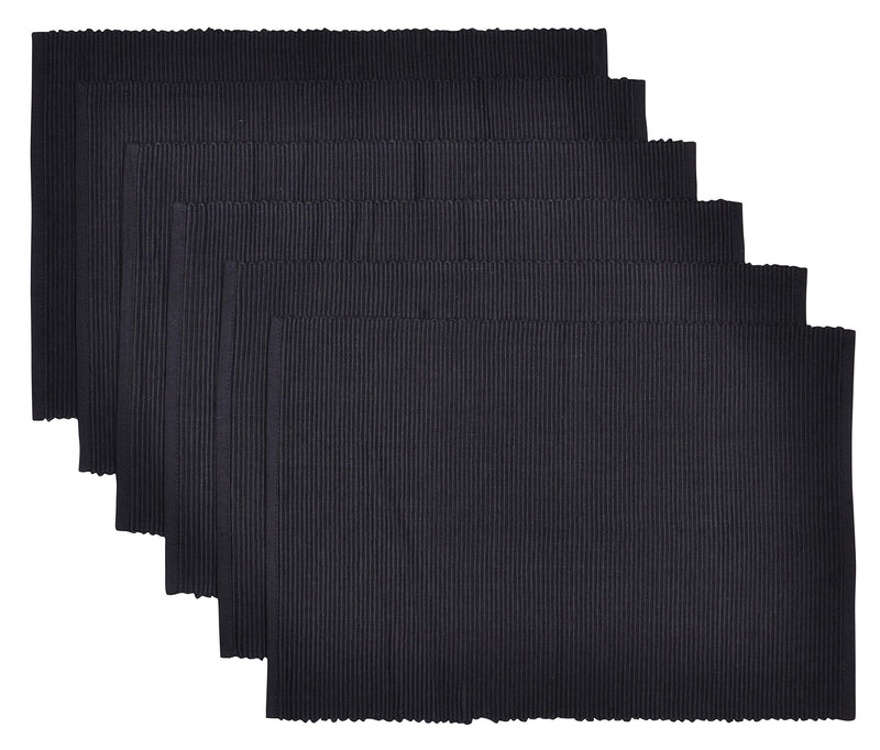 [Australia - AusPower] - Yourtablecloth Ribbed Cotton Placemats – Placemat with Thicker Construction – Heavy Duty, Eco Friendly & Elegant Large Placemats –Set of 6 –Be it Restaurant, Home, Halloween – Black 