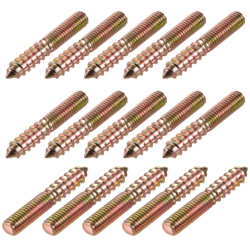 [Australia - AusPower] - uxcell M8 Hanger Bolts Length 2"(50mm) Double Headed Bolts Self-Tapping Screw 8mm Wood Joint Furniture Legs 15pcs 