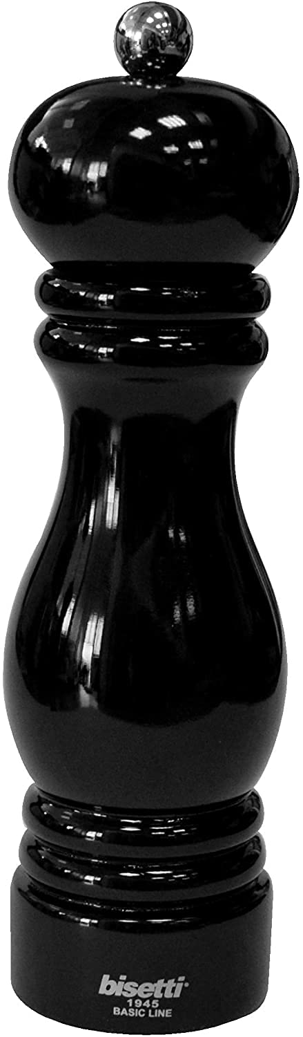 [Australia - AusPower] - Bisetti Sorrento 7.5 Inch Black Lacquered Beechwood Pepper Mill With Adjustable Grinder 