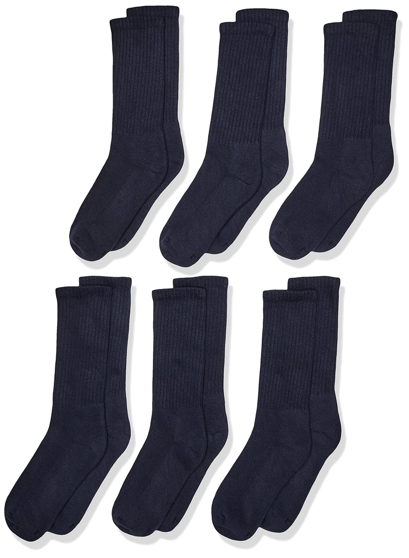 [Australia - AusPower] - Jefferies Socks boys Seamless Half Cushion Sport Crew Socks 6 Pair Pack Large Navy 