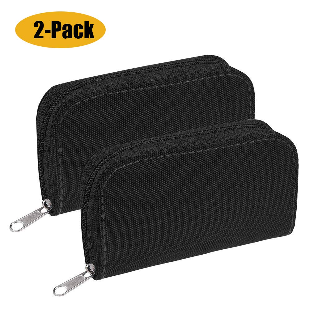 [Australia - AusPower] - [2-Pack] Memory Card Carrying Case, Suitable for SD, SDHC, Micro SD, Mini SD and 4X CF Cards, Card Holder Bag Wallet for Media Storage Organization (Black+Black) 2-PACK Black 