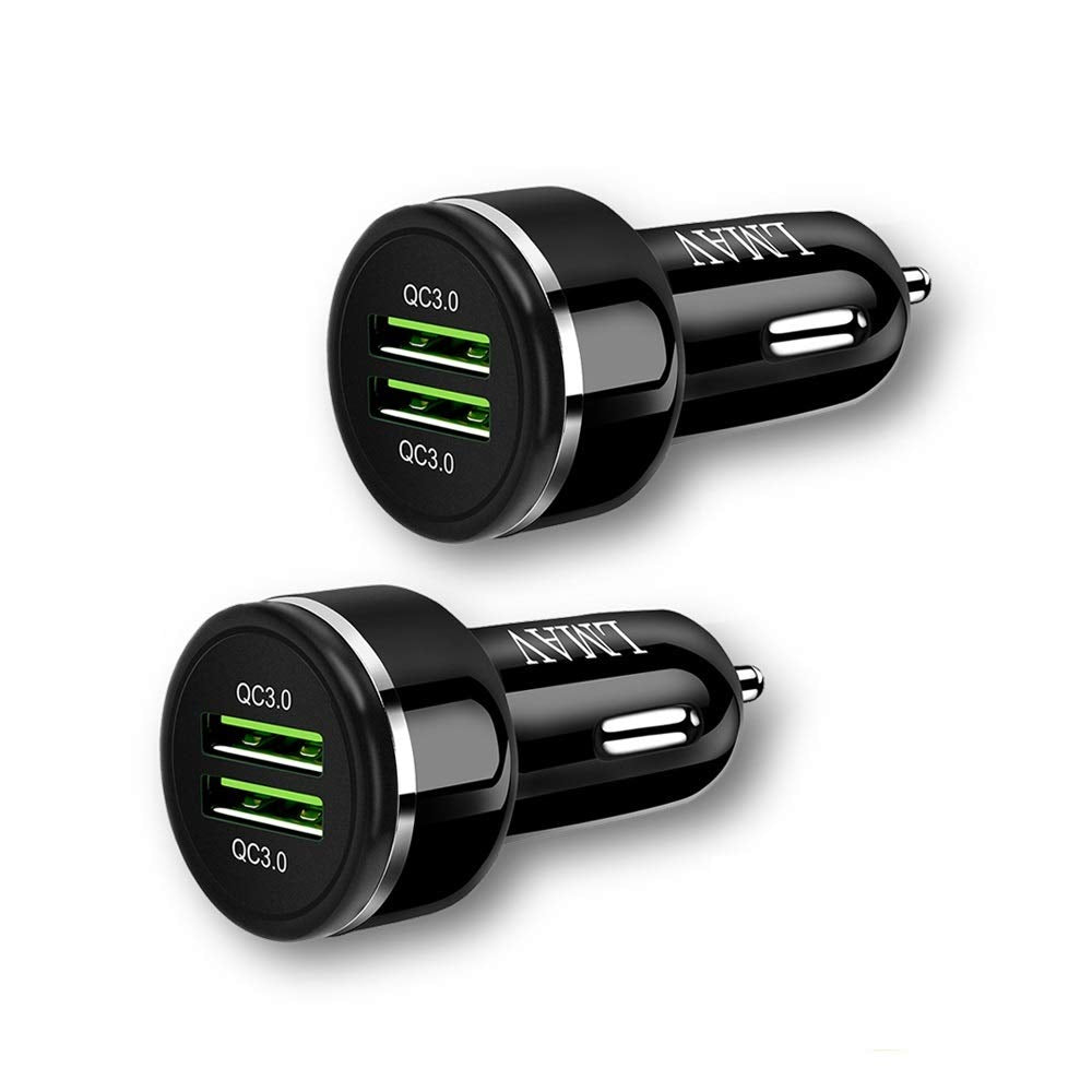 [Australia - AusPower] - USB Car Charger Adapter, Dual QC3.0 Fast Car Phone Charger, 2-Port 48W 6A Car Charger Fast Charging Compatible with iPhone 12/11, Samsung Galaxy S20/Note20, LG, Tablet and More [2Pack]. 2black 