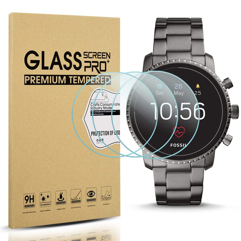 [Australia - AusPower] - Diruite 3-Pack for Fossil Q Explorist HR Gen 4 Screen Protector Tempered Glass for Q Explorist HR Smartwatch [2.5D 9H Hardness][Anti-Scratch][Optimized Version] 