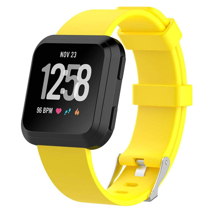 [Australia - AusPower] - Replacement for Fitbit Versa Silicone Dust Resistant Accessories Quick Release Pin Sport Band Smartwatch Light Yellow Large 