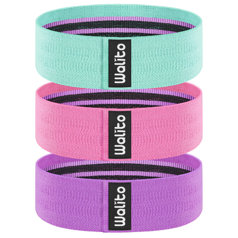 [Australia - AusPower] - WALITO Resistance Bands for Legs and Butt, Fabric Exercise Loop Bands Yoga, Pilates, Rehab, Fitness and Home Workout, Strength Bands for Booty Green, Pink, Purple 