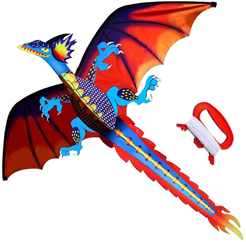 [Australia - AusPower] - HENGDA KITE-Upgrade Classical Dragon Kite Stereoscopic Dragon Kites for Kids & Adults Easy to Fly for Beginner Easter 55inch x 62inch Single Line with Tail 
