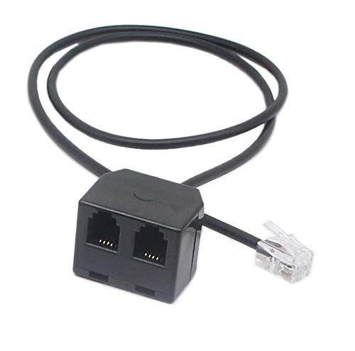 [Australia - AusPower] - SinLoon Telephone RJ9 4P4C Splitter Adapter Cable RJ9 Headset Extension Cord Adapter 1 Male to 2 Double Female Connector for Hot Desking Office Phones Handset Splitter (2 RJ9 FM) 