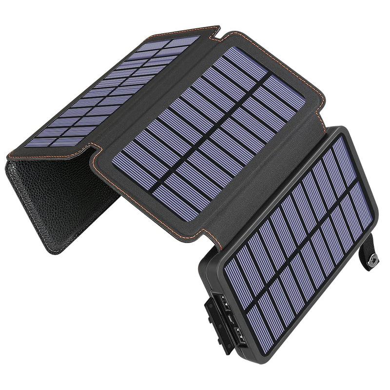 [Australia - AusPower] - Solar Charger 25000mAh A ADDTOP Portable Solar Phone Charger Power Bank with 4 Solar Panels and Dual 2.1A Outputs, Outdoor External Battery Pack for iPhone, Samsung and Tablets Black 