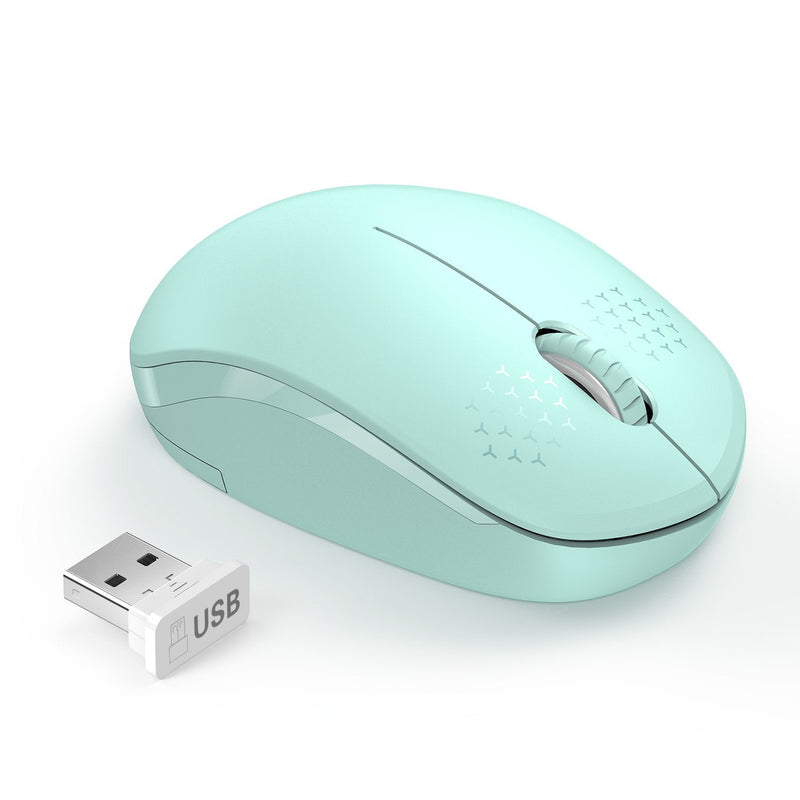 [Australia - AusPower] - seenda Wireless Mouse, 2.4G Noiseless Mouse with USB Receiver - Portable Computer Mice for PC, Tablet, Laptop with Windows System - Mint Green A Mint Green 