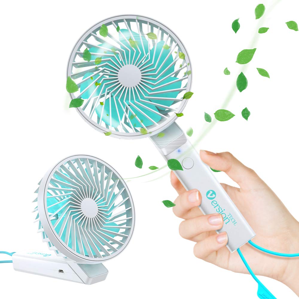 [Australia - AusPower] - VersionTECH. Handheld Fan, Small Portable Personal Mini Desk Table Folding Fan with USB Rechargeable Battery Operated Electric Fan for Office Outdoor Sport Household Traveling Camping Green White Green-white 