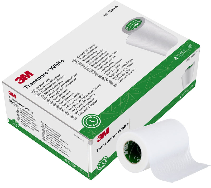 [Australia - AusPower] - 3M™ Transpore™ White Surgical Tape 1534-3, 3 inch x 10 yard (7,6cm x 9,1m), 4 Rolls/Carton 10 Cartons/Case 3" x 10 yd (7.6cm x 9.1m) 