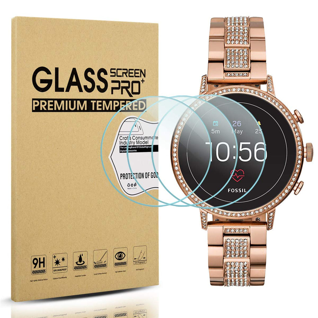 [Australia - AusPower] - Diruite 3-Pack for Fossil Q Venture HR Screen Protector Tempered Glass for Fossil Q Venture Gen 4 Smartwatch [2.5D 9H Hardness][Anti-Scratch][Optimized Fit Version] 