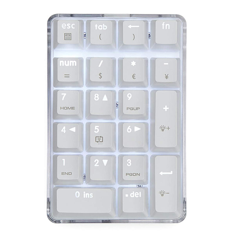 [Australia - AusPower] - Mechanical Numeric Keypad GATERON Blue Switch Wired Gaming Keypad Crystal Case White Backlit 21 Keys Mini Numpad Portable Keypad Extended Layout White Magicforce by Qisan 21 keys GATERON Blue Switch 