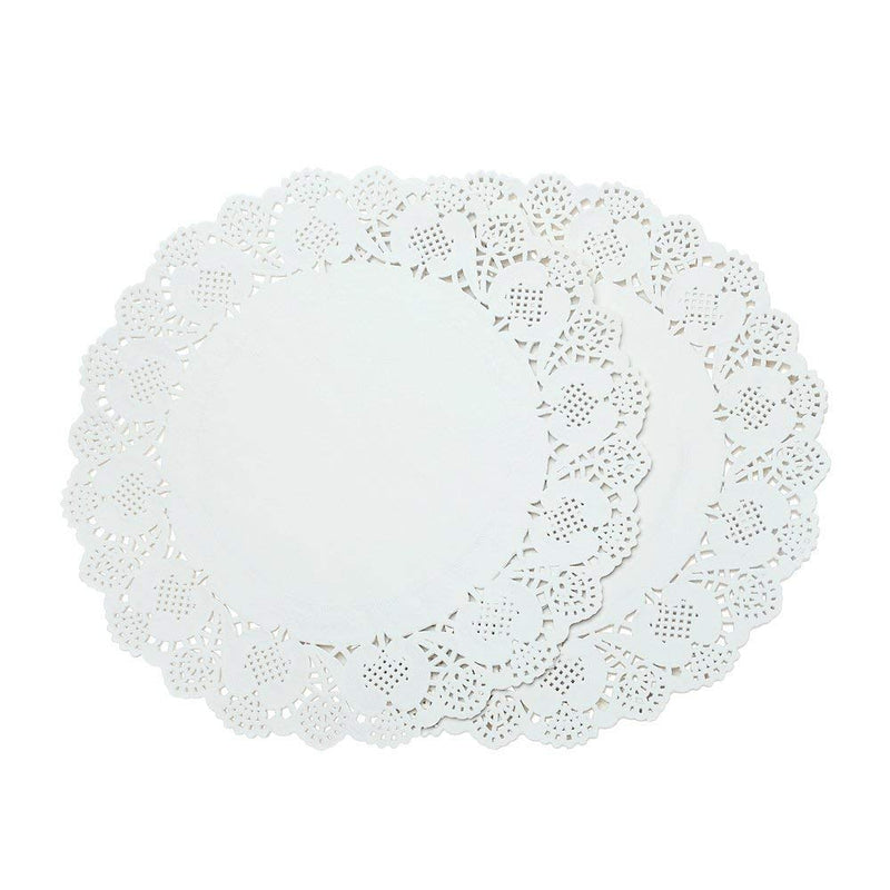 [Australia - AusPower] - WOIWO 100 Pieces White Lace Doilies Paper,Round Paper Doilies Cake Packaging Pads 4.5 Inch 