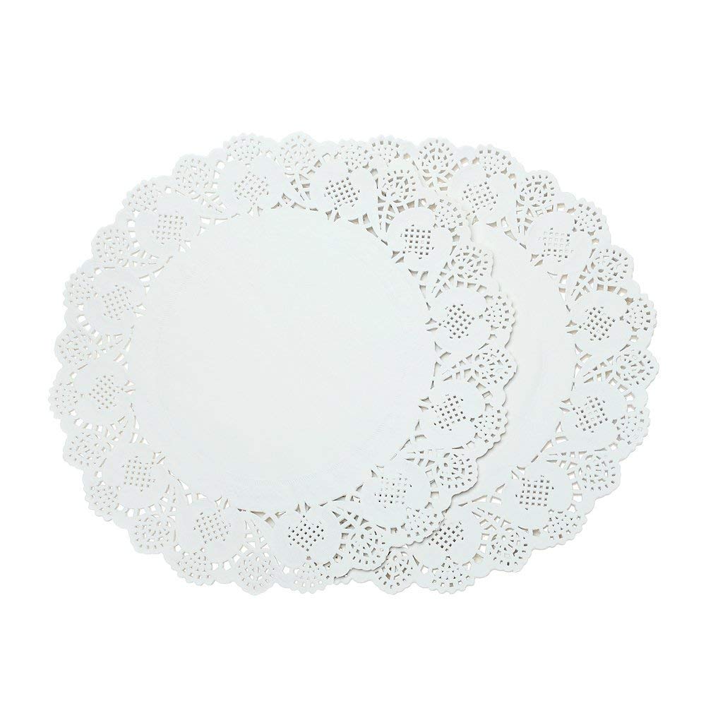 [Australia - AusPower] - WOIWO 100 Pieces White Lace Doilies Paper,Round Paper Doilies Cake Packaging Pads, 5.5 Inch 
