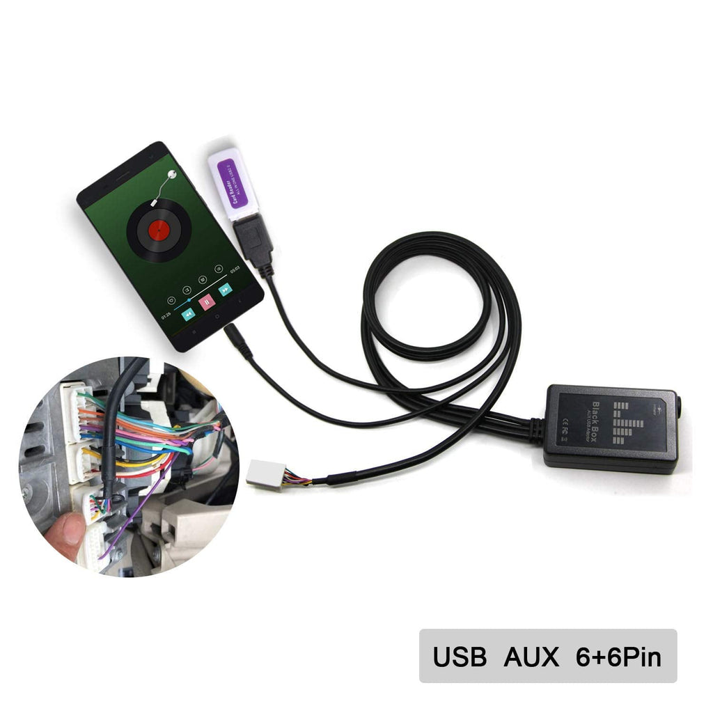 [Australia - AusPower] - Aux Adapter,USB AUX in Adapter Car Stereo Digital Cd Changer 3.5mm Aux Interface for Toyota 6+6Pin Camry 2005-2011, Avensis 2003-2011, Corolla 2005-2011, Lexus RX330 GS300 IS220 