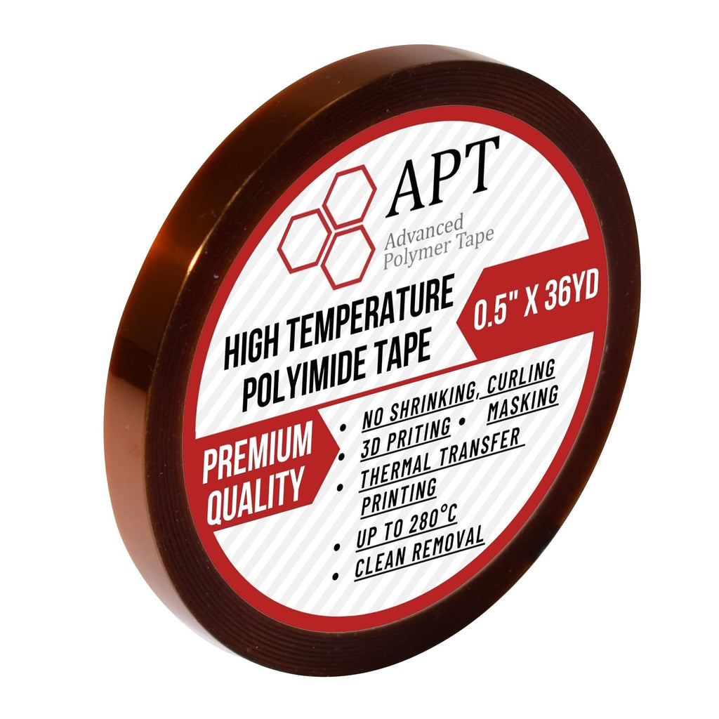 [Australia - AusPower] - APT, 1 mil Thick Polyimide Adhesive Tape, HighTemperature and Heat Tape, for Masking, Soldering, Electrical, 3D Printer Application. (0.5"x 36 yds) 0.5"x 36 yds 