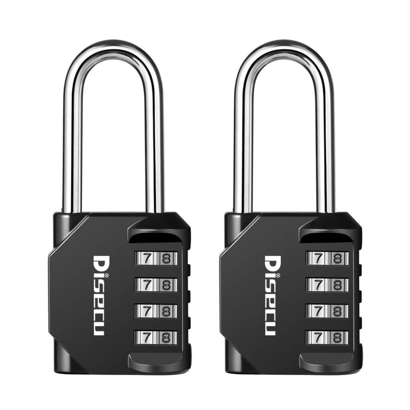 [Australia - AusPower] - Disecu 4 Digit Combination Lock 2.2 Inch Long Shackle and Outdoor Waterproof Padlock for School Gym Locker, Sports Locker, Hasp Storage, Fence, Gate, Case, Toolbox (Black, 2 Pack) Black 