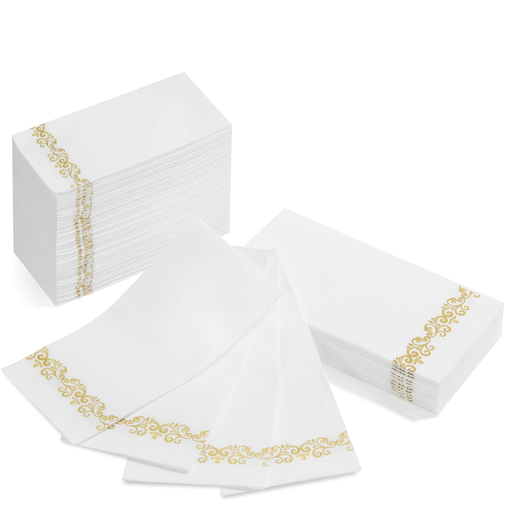 [Australia - AusPower] - AH AMERICAN HOMESTEAD Disposable Hand Towels For Bathroom- White Linen-Like Paper Napkins- Ideal For Dinner Party Or Wedding (Gold Vintage,100) Gold Vintage 100 Count (Pack of 1) 