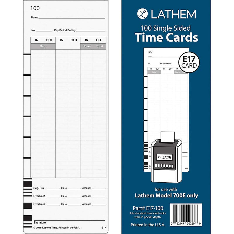 [Australia - AusPower] - Lathem Model 700E Clock Single Sided Time Cards, White 