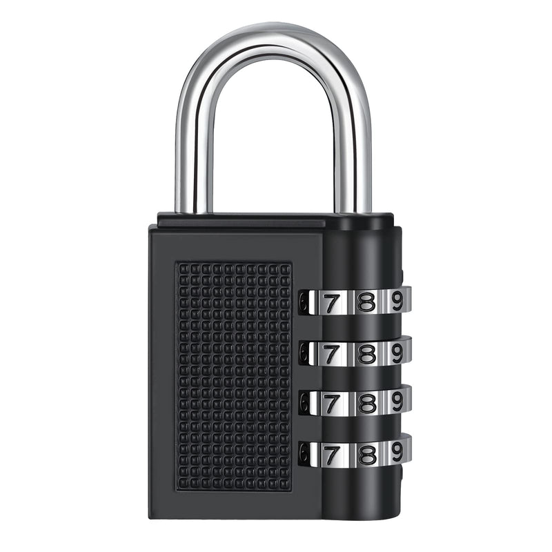 [Australia - AusPower] - ZHEGE Gym Lock, 4 Digit Combination Lock for Locker, Fence, School, Toolbox, Hasp Storage (Black) 1P 1Black 