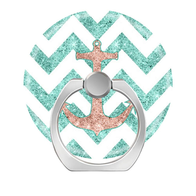 [Australia - AusPower] - LoveStand-Cell Phone Ring Holder 360 Degree Finger Ring Stand for Smartphone Tablet and Car Mount-Coral Glitter Nautical Anchor Teal Chevron Zigzags 